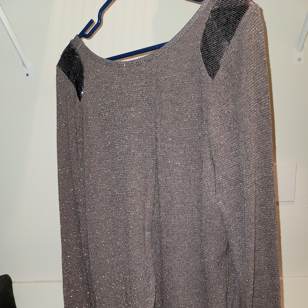 Purple Sparkly Flowy Long Sleeve Shirt